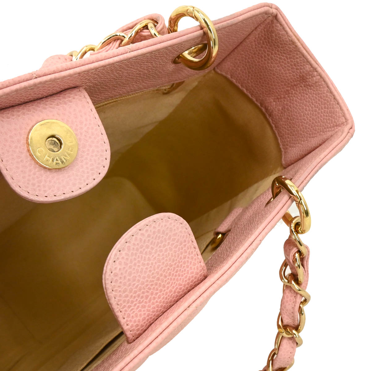 Chanel 2001-2003 Pink Caviar Petite Shopping Tote PST Chain Handbag