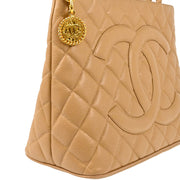 Chanel 2003-2004 Beige Caviar Medallion Tote Handbag