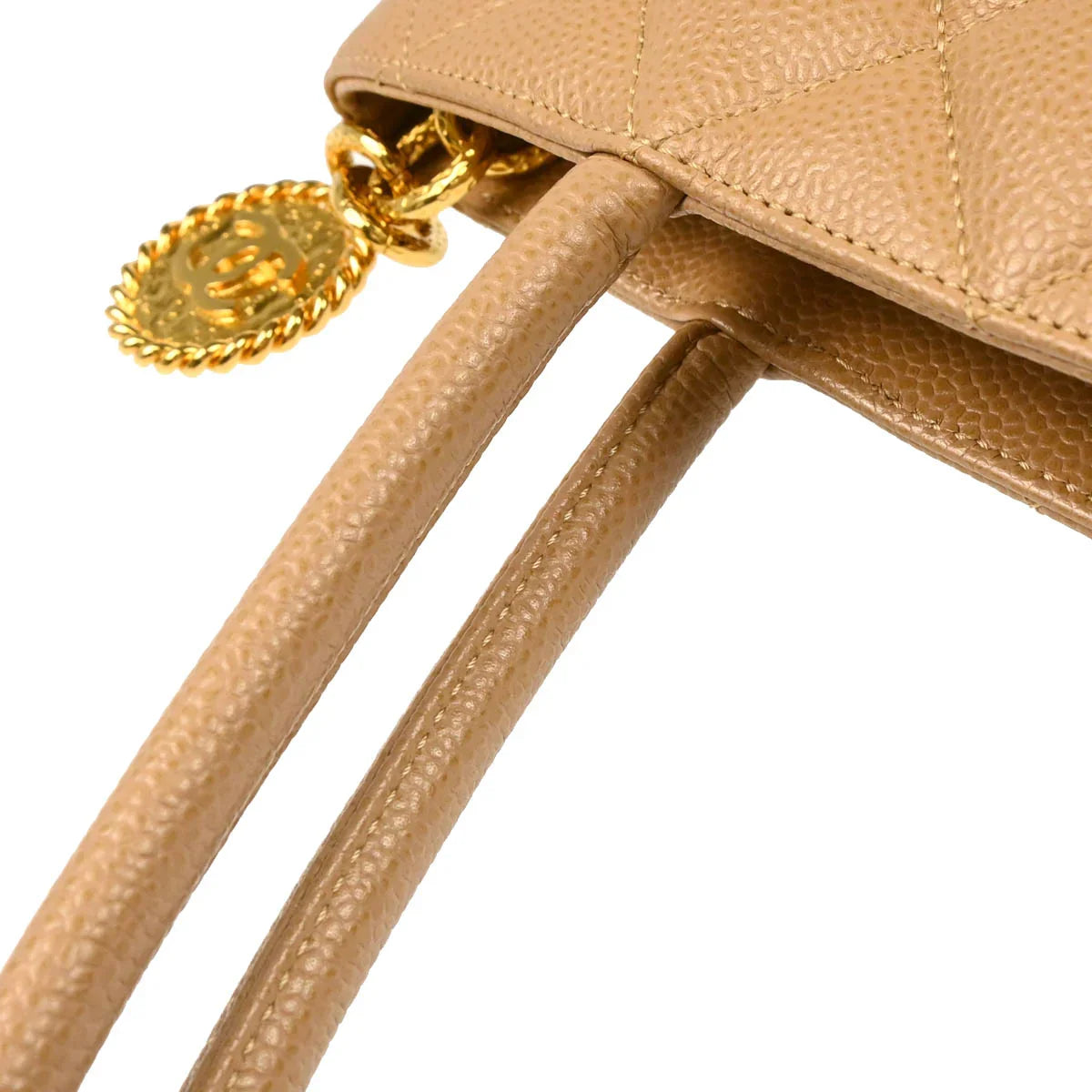 Chanel Beige Caviar Medallion Tote Handbag