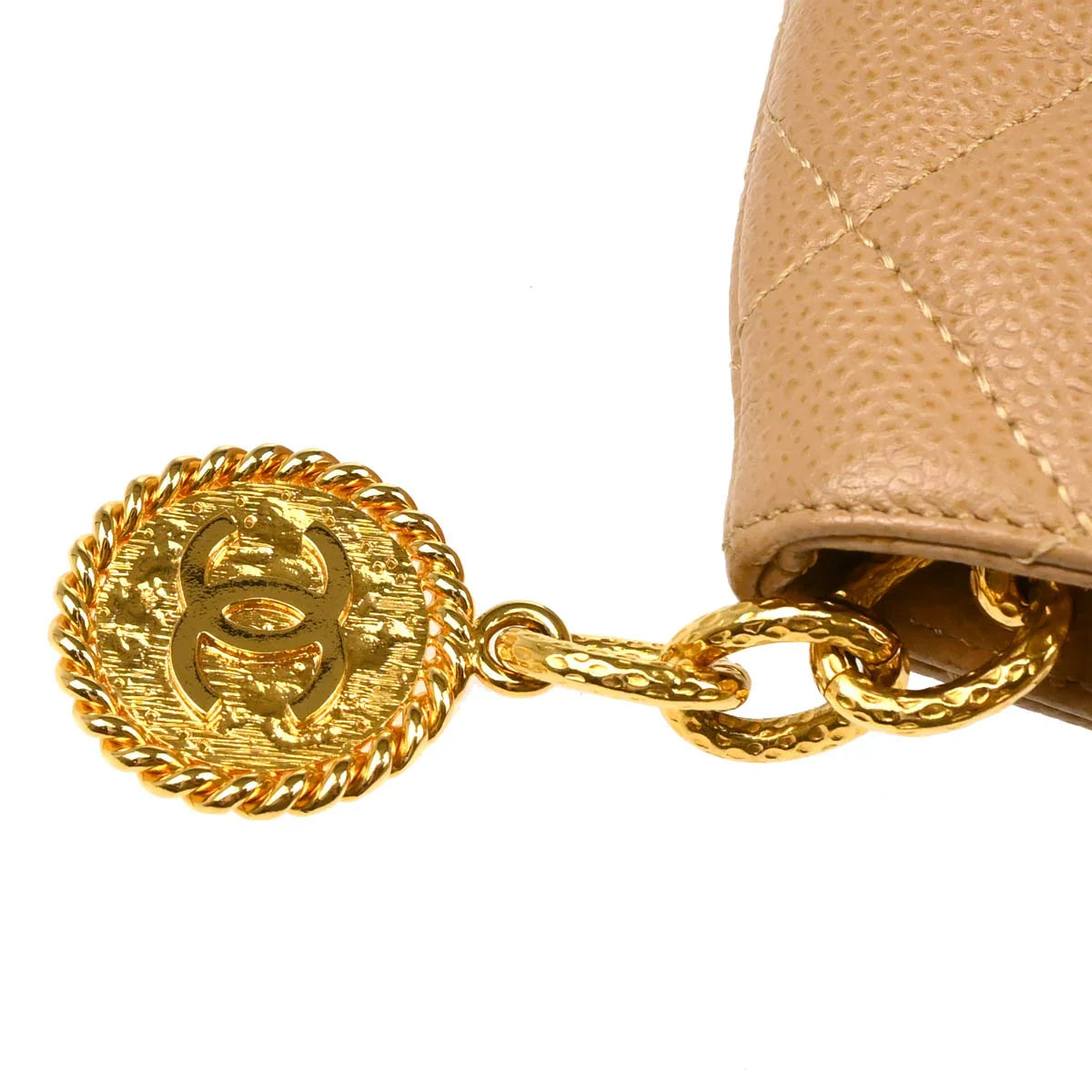 Chanel Beige Caviar Medallion Tote Handbag