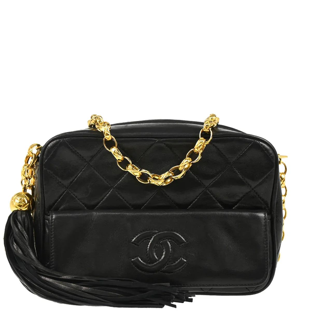 Chanel 1986-1988 Black Lambskin Camera Bag Mini