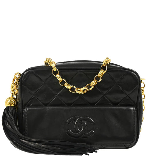 Chanel 1986-1988 Black Lambskin Camera Bag Mini