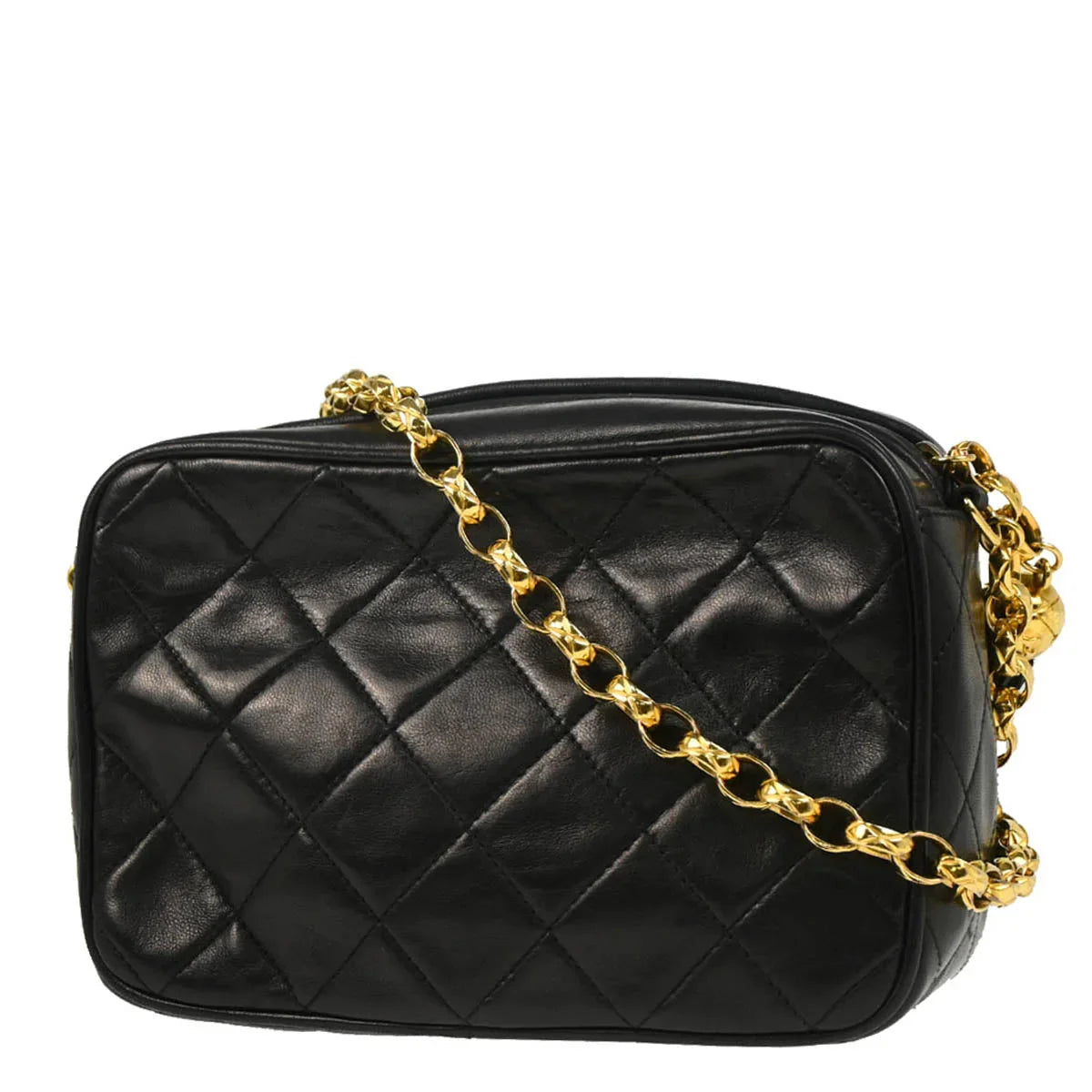 Chanel 1986-1988 Black Lambskin Camera Bag Mini