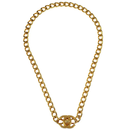 Chanel Turnlock Gold Chain Necklace 96A