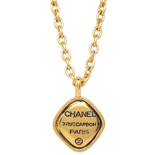 Chanel Rhombus Chain Pendant Necklace Gold