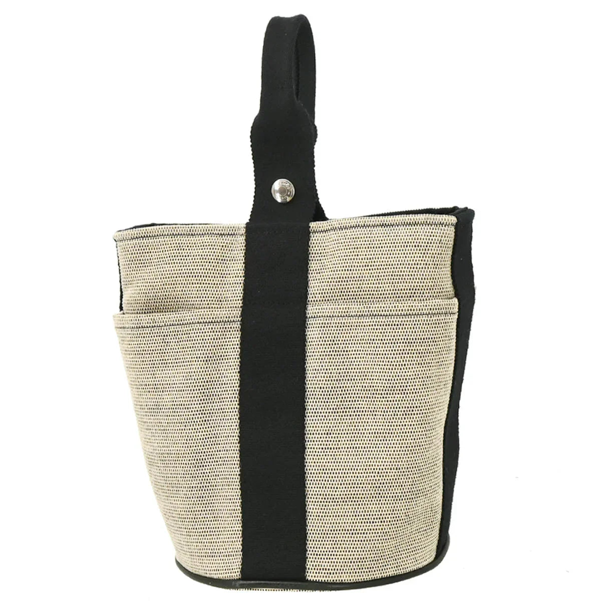 Hermes Black Beige Toile H Saxo PM Handbag