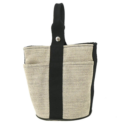Hermes Black Beige Toile H Saxo PM Handbag