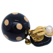 Chanel Dangle Earrings Clip-On Gold Black 00A
