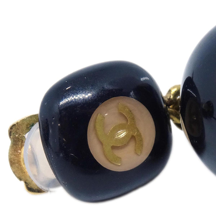 Chanel Dangle Earrings Clip-On Gold Black 00A