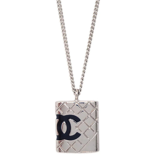 Chanel Cambon Ligne Chain Necklace Pendant Silver 05C