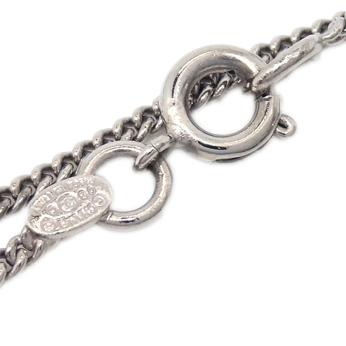Chanel Cambon Ligne Chain Necklace Pendant Silver 05C