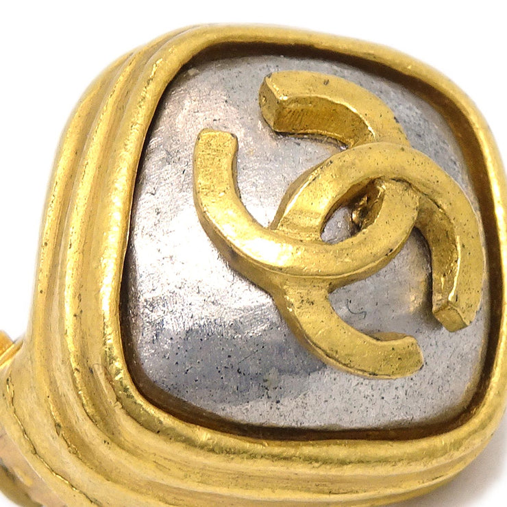 Chanel Rhombus Stone Earrings Clip-On Gold 97A