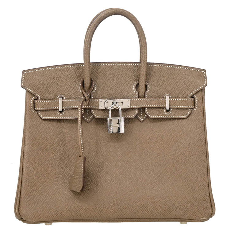Hermes 2008 Etoupe Gray Veau Epsom Birkin 25 Handbag