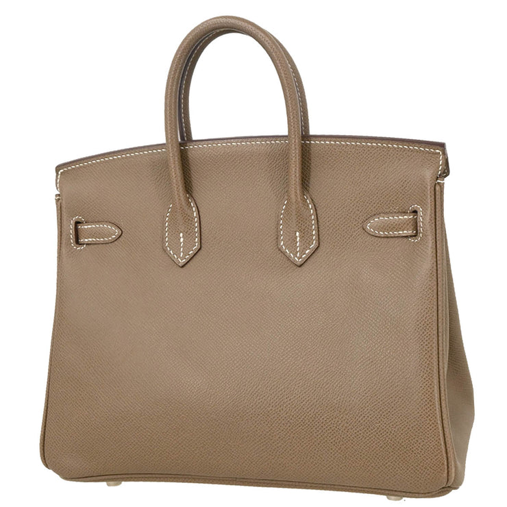 Hermes 2008 Etoupe Gray Veau Epsom Birkin 25 Handbag