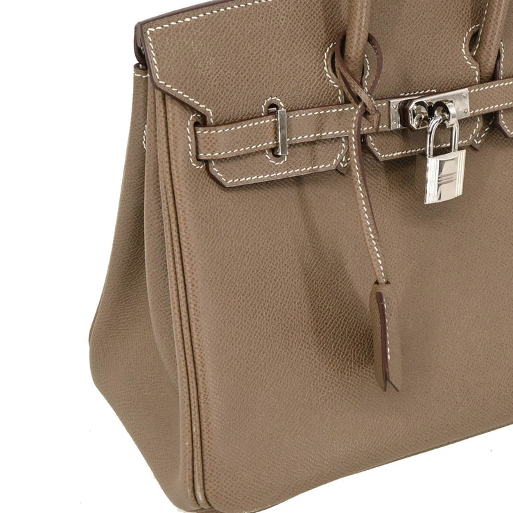 Hermes 2008 Etoupe Gray Veau Epsom Birkin 25 Handbag