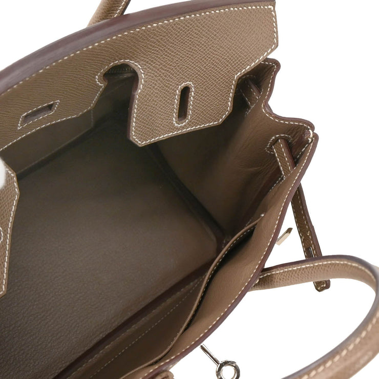 Hermes 2008 Etoupe Gray Veau Epsom Birkin 25 Handbag