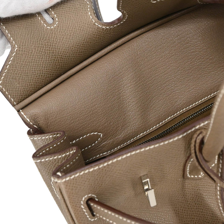 Hermes 2008 Etoupe Gray Veau Epsom Birkin 25 Handbag