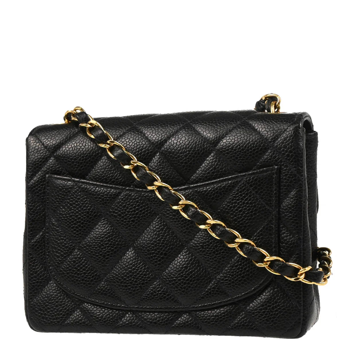 Chanel 2004-2005 Black Caviar Mini Classic Square Flap Shoulder Bag