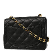 Chanel 2004-2005 Black Caviar Mini Classic Square Flap Shoulder Bag
