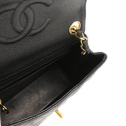 Chanel 2004-2005 Black Caviar Mini Classic Square Flap Shoulder Bag