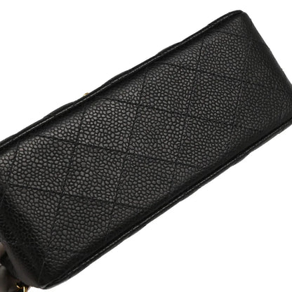 Chanel 2004-2005 Black Caviar Mini Classic Square Flap Shoulder Bag