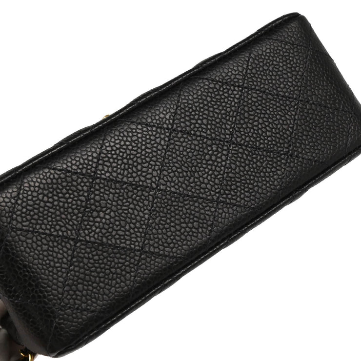 Chanel 2004-2005 Black Caviar Mini Classic Square Flap Shoulder Bag