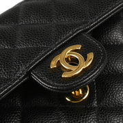 Chanel 2004-2005 Black Caviar Mini Classic Square Flap Shoulder Bag