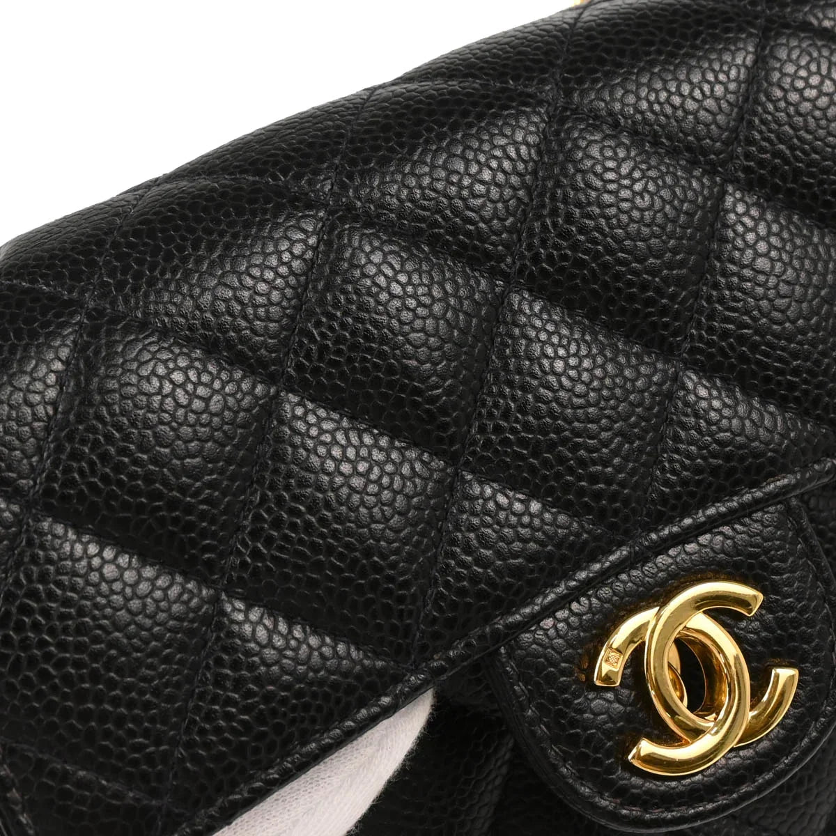 Chanel 2004-2005 Black Caviar Mini Classic Square Flap Shoulder Bag