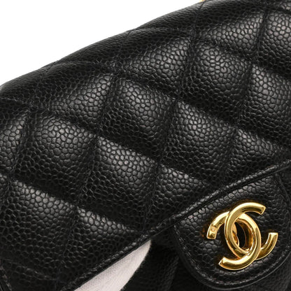Chanel 2004-2005 Black Caviar Mini Classic Square Flap Shoulder Bag