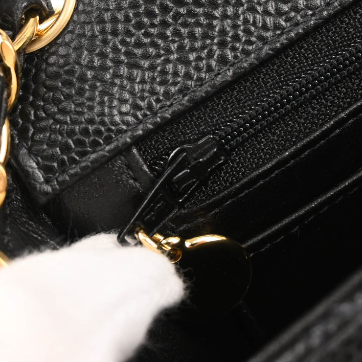 Chanel 2004-2005 Black Caviar Mini Classic Square Flap Shoulder Bag