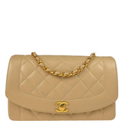 Chanel * 1994-1996 Beige Lambskin Medium Diana Shoulder Bag