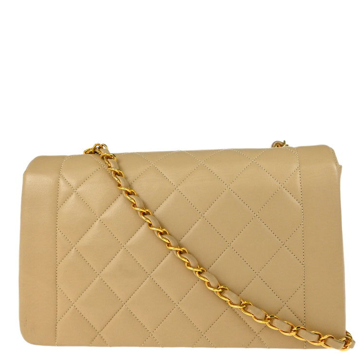 Chanel * 1994-1996 Beige Lambskin Medium Diana Shoulder Bag