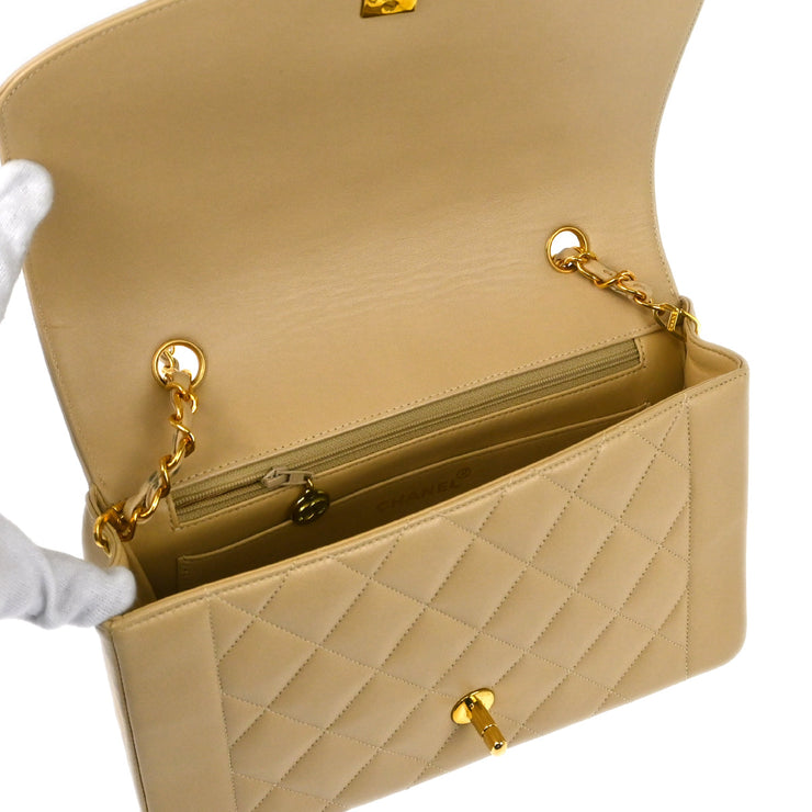 Chanel * 1994-1996 Beige Lambskin Medium Diana Shoulder Bag