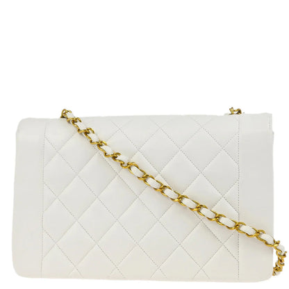Chanel * 1994-1996 White Lambskin Medium Diana Shoulder Bag