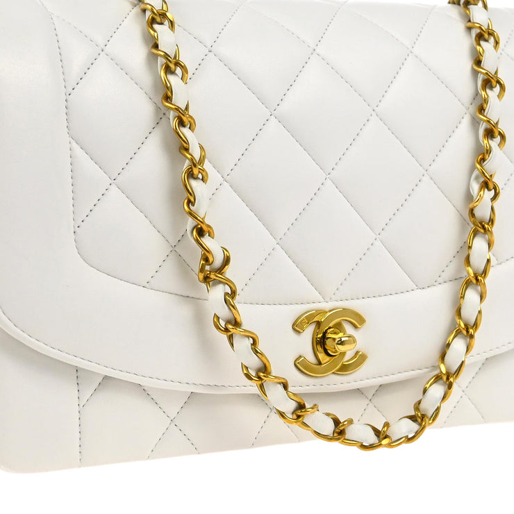 Chanel * 1994-1996 White Lambskin Medium Diana Shoulder Bag