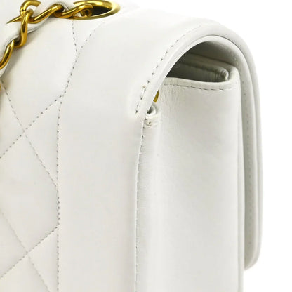 Chanel * 1994-1996 White Lambskin Medium Diana Shoulder Bag