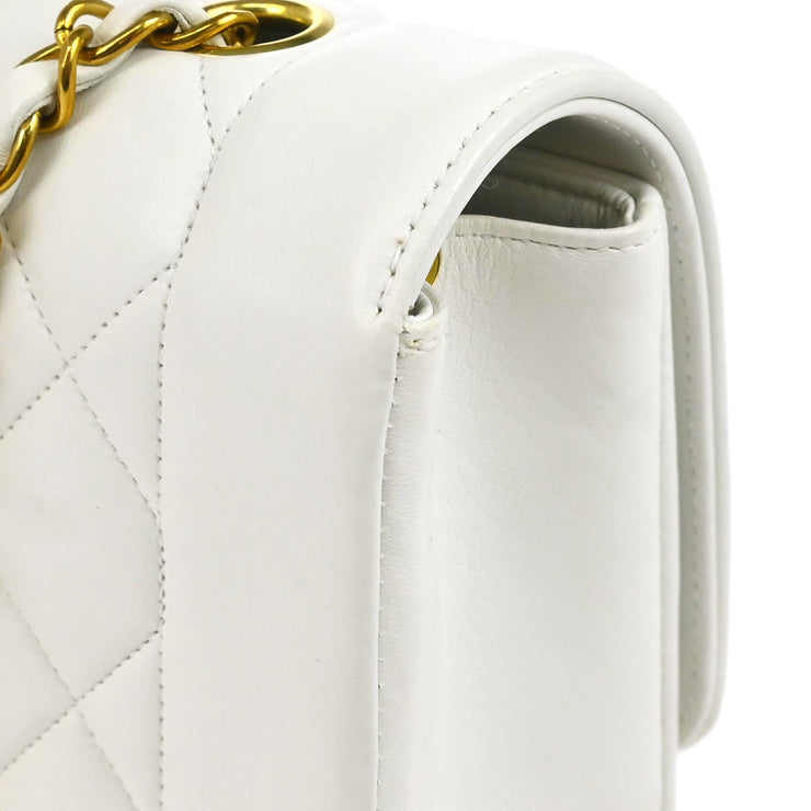 Chanel * 1994-1996 White Lambskin Medium Diana Shoulder Bag