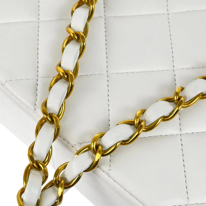 Chanel * 1994-1996 White Lambskin Medium Diana Shoulder Bag