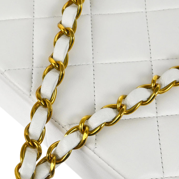 Chanel * 1994-1996 White Lambskin Medium Diana Shoulder Bag