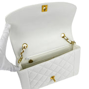 Chanel * 1994-1996 White Lambskin Medium Diana Shoulder Bag