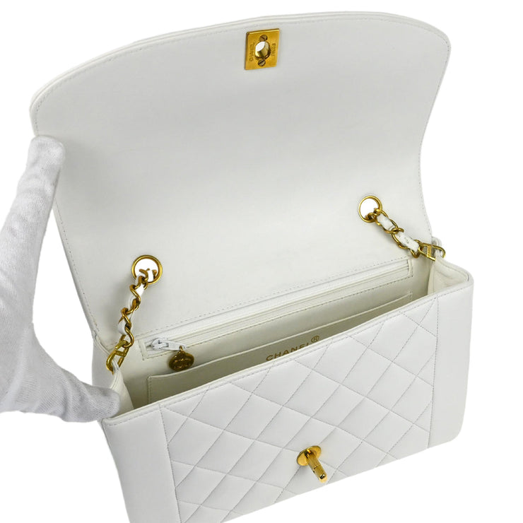 Chanel * 1994-1996 White Lambskin Medium Diana Shoulder Bag