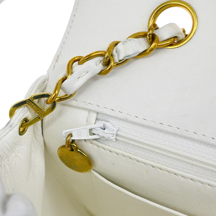 Chanel * 1994-1996 White Lambskin Medium Diana Shoulder Bag