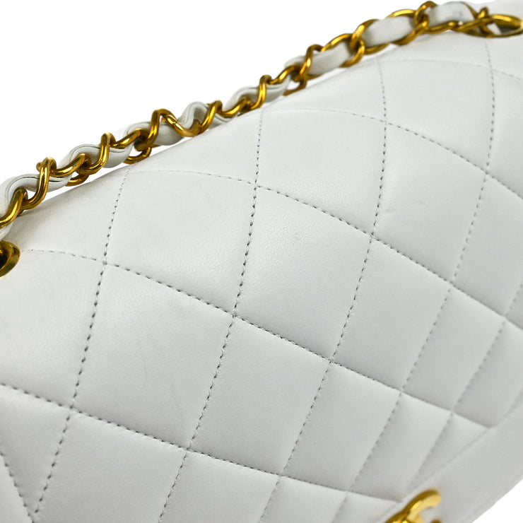 Chanel * 1994-1996 White Lambskin Medium Diana Shoulder Bag