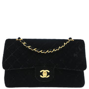 Chanel * 1994-1996 Black Velvet Medium Double Flap Shoulder Bag