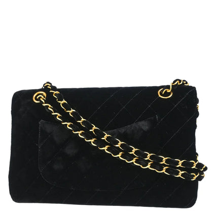 Chanel * 1994-1996 Black Velvet Medium Classic Double Flap Shoulder Bag