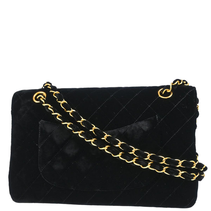 Chanel * 1994-1996 Black Velvet Medium Double Flap Shoulder Bag