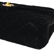 Chanel * 1994-1996 Black Velvet Medium Double Flap Shoulder Bag