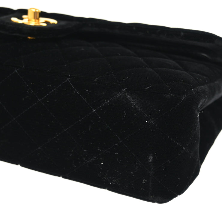 Chanel * 1994-1996 Black Velvet Medium Double Flap Shoulder Bag