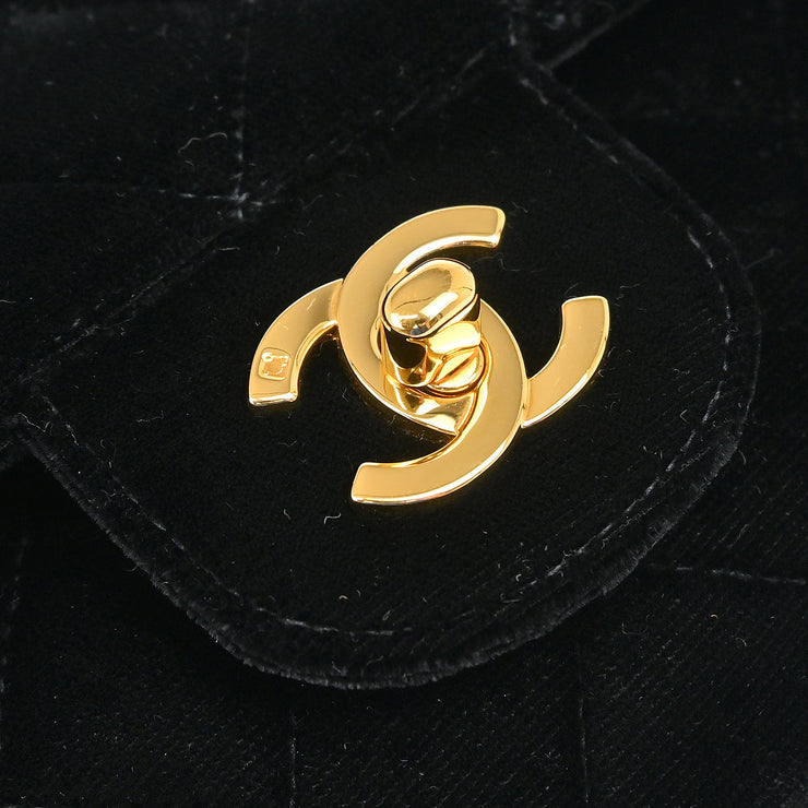 Chanel * 1994-1996 Black Velvet Medium Double Flap Shoulder Bag