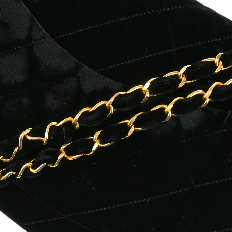 Chanel * 1994-1996 Black Velvet Medium Double Flap Shoulder Bag